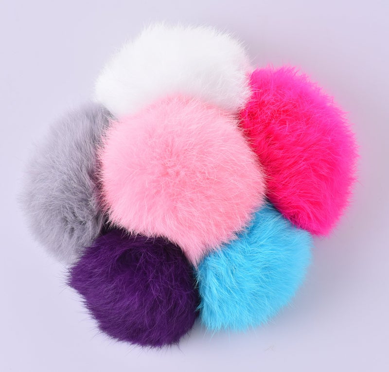 Cityelf Cute Faux Rabbit Fur Ball Pom Pom Keychain Car Key Ring Handbag Tote Bag Pendant Purse Charm (Grey) - Image 5